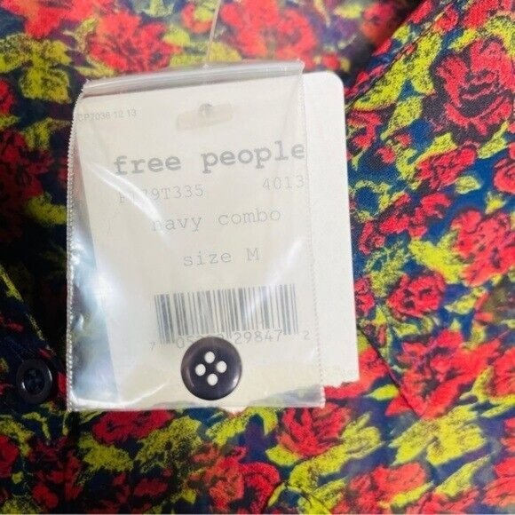 Free People Floral Sheer Easy Rider Button Down Blouse Size Medium NWT - Picture 9 of 10